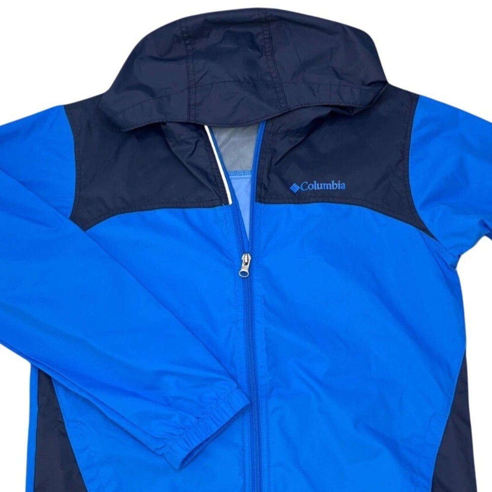 Columbia Youth L Blue‎ Full Zip Hooded Windbreaker Jacket Lightweight Coat